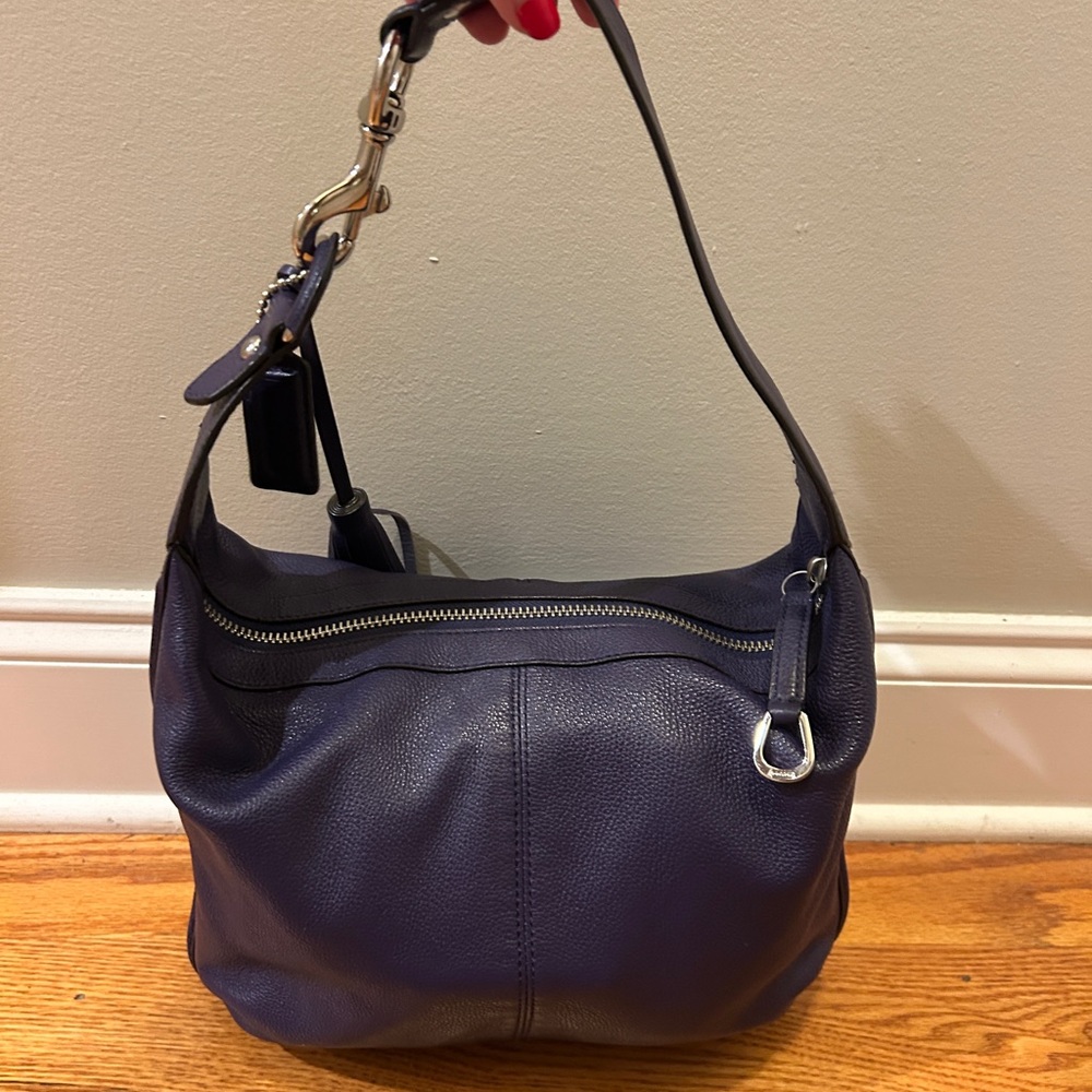 Y2K Coach Avery Eggplant Pebbled Leather Hobo Purse Handbag F23960 - Picture 3 of 7